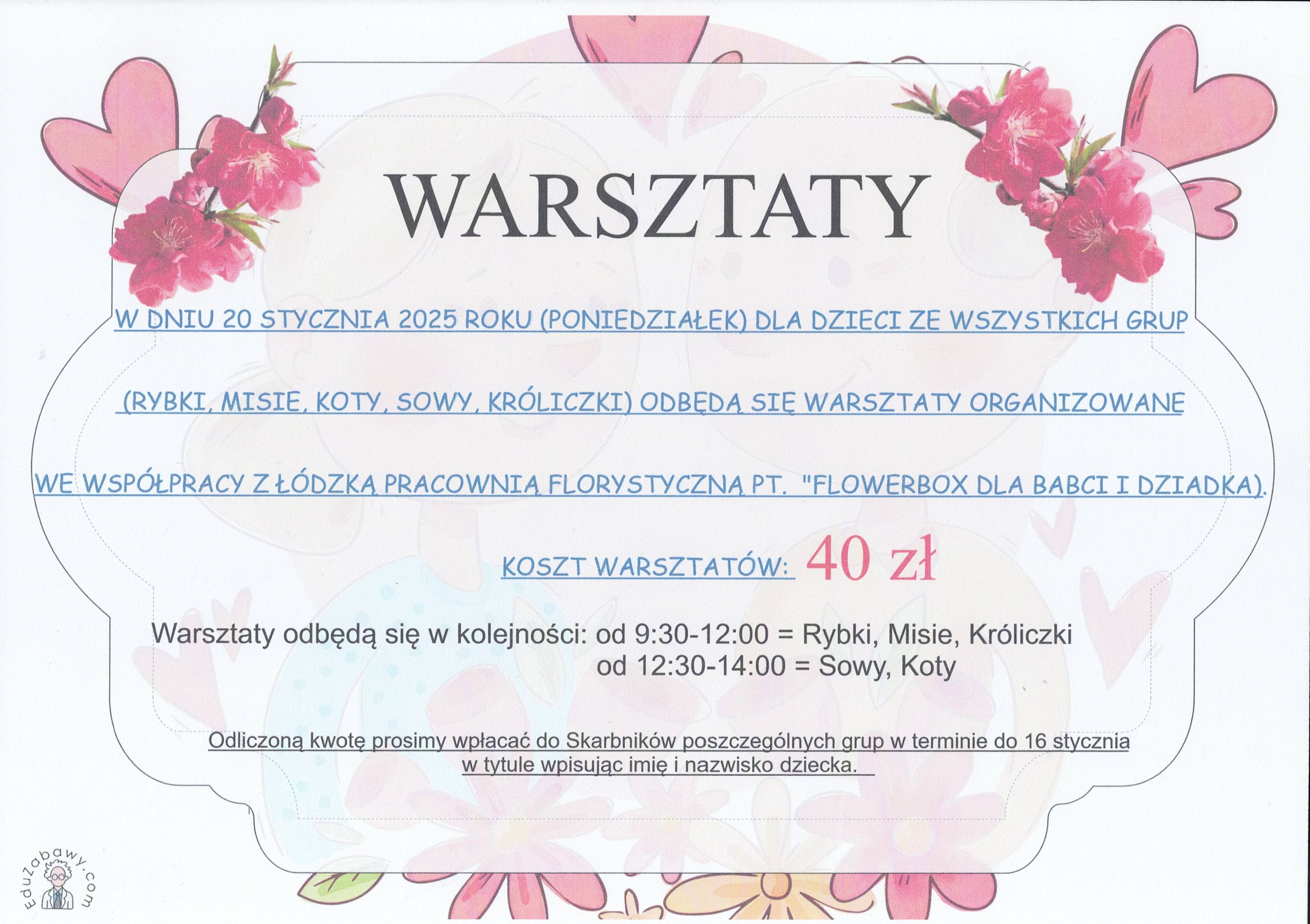 warsztaty dla dzieci "Flowerbox dla Babci i Dziadka"